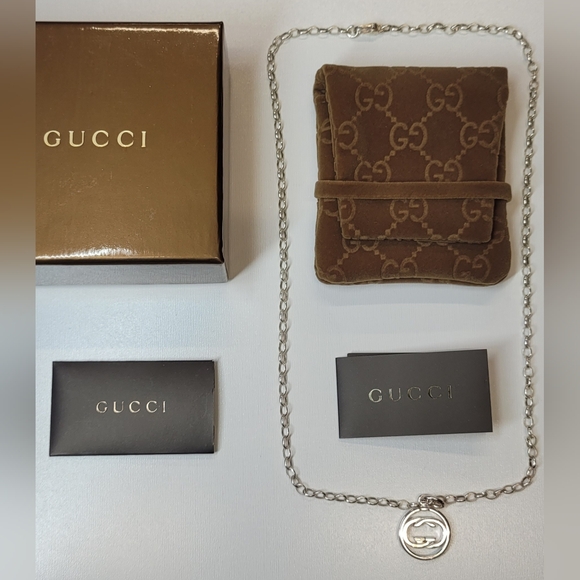 Gucci Interlocking G Silver Necklace With Box & Dustbag - Picture 1 of 5